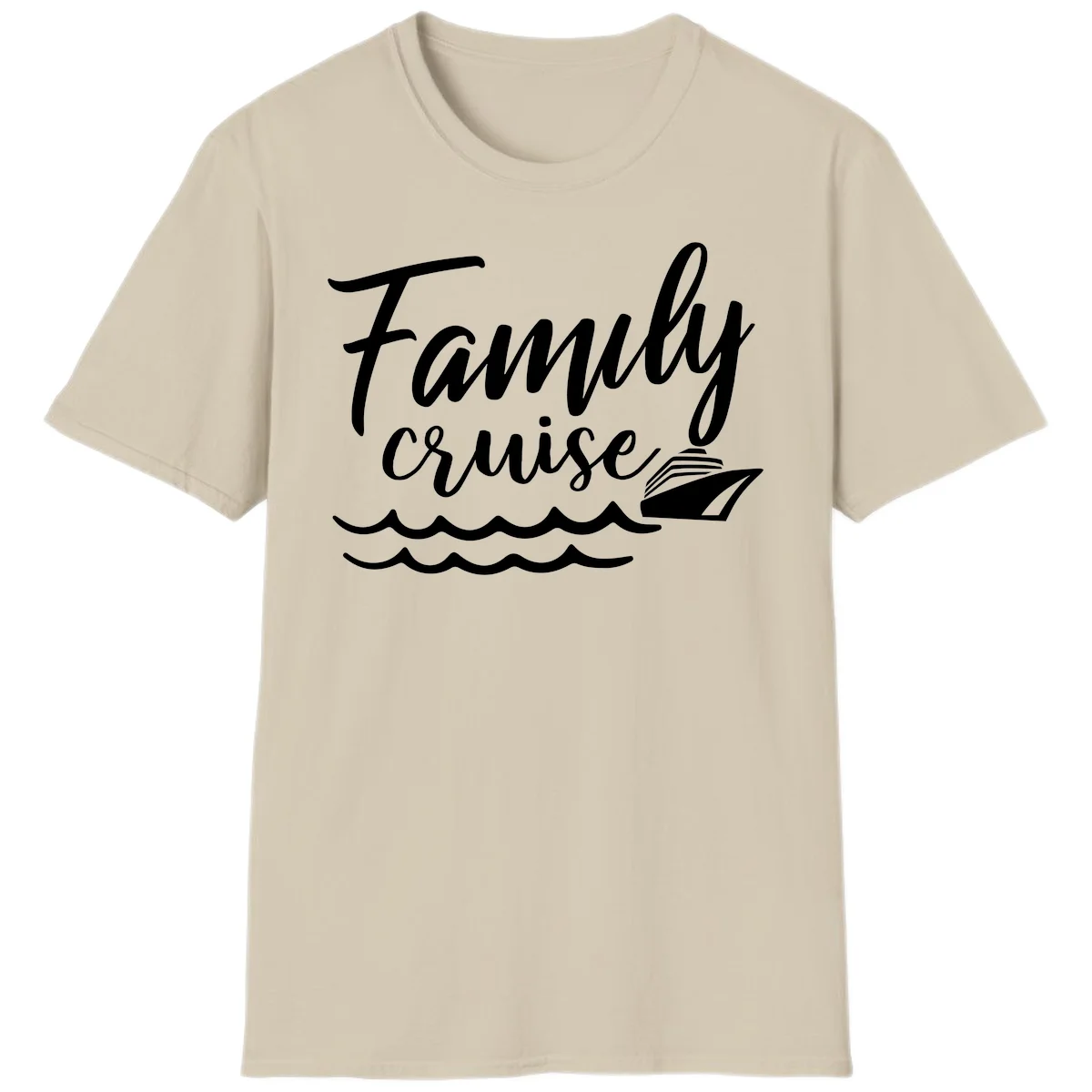 Family Cruise Adventure Vacation T-Shirt in Sand