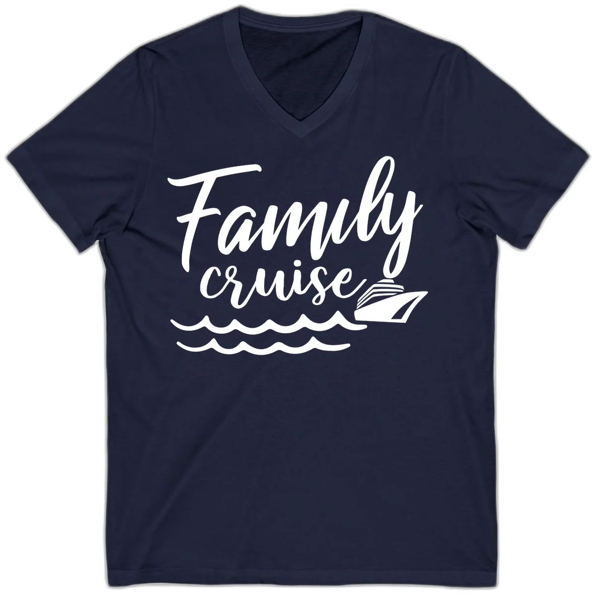 Family Cruise Adventure V-Neck T-Shirt in Navy