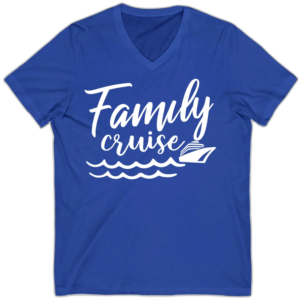 Family Cruise Adventure V-Neck T-Shirt in True Royal