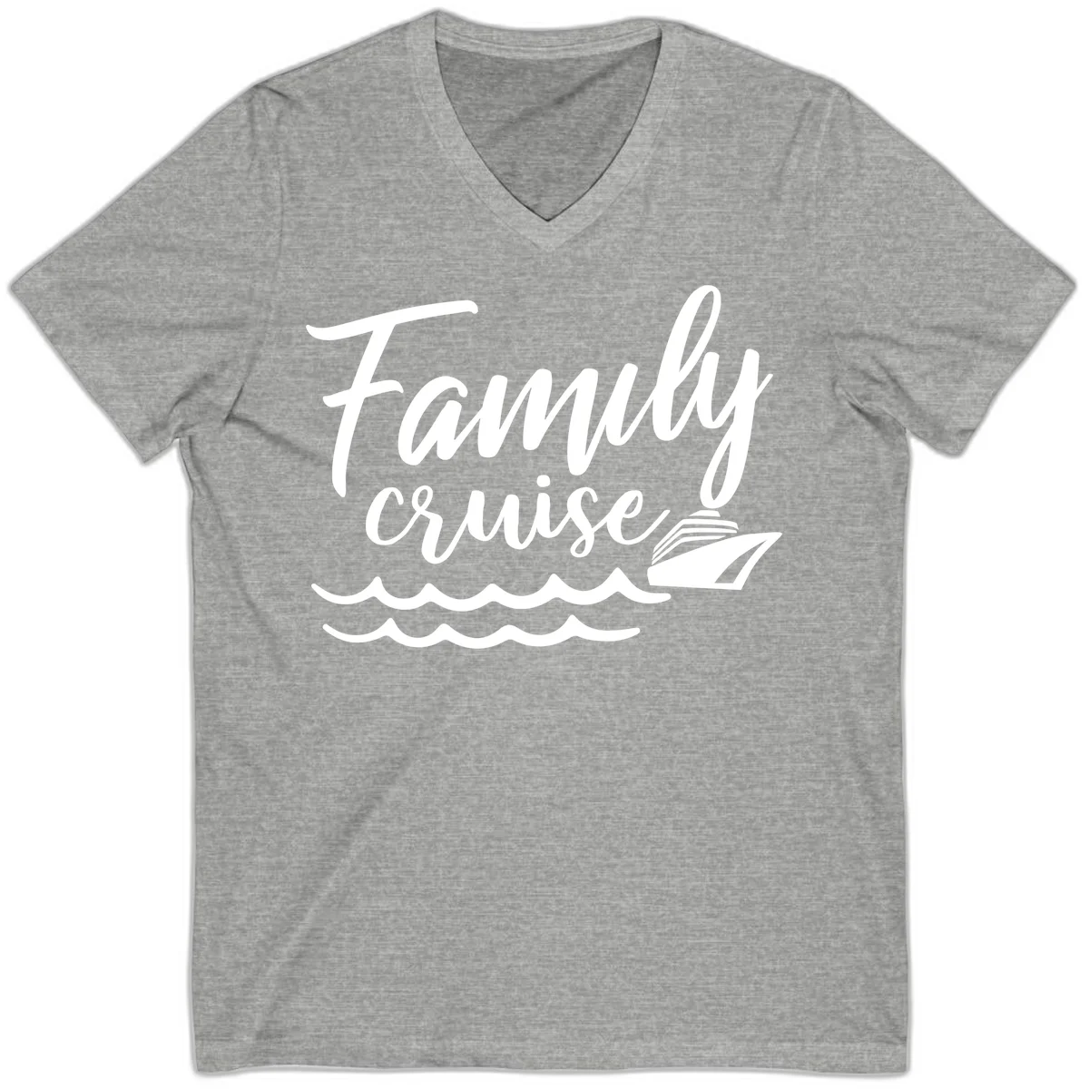 Family Cruise Adventure V-Neck T-Shirt in Athletic Heather