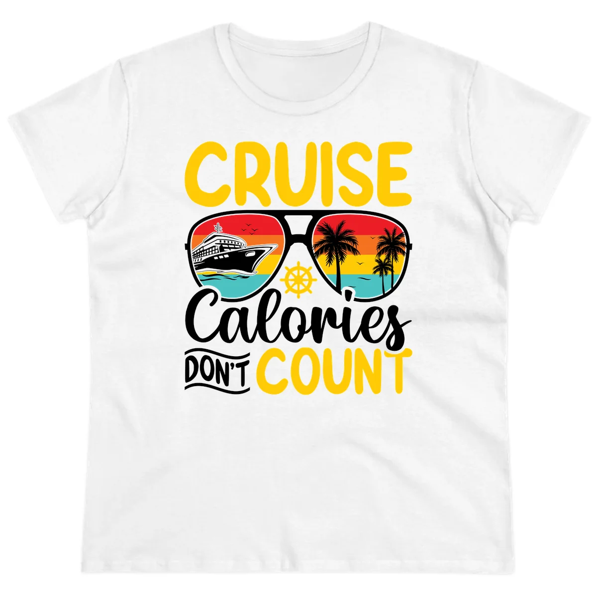 Cruise Calories Don't Count Ladies Tee in White