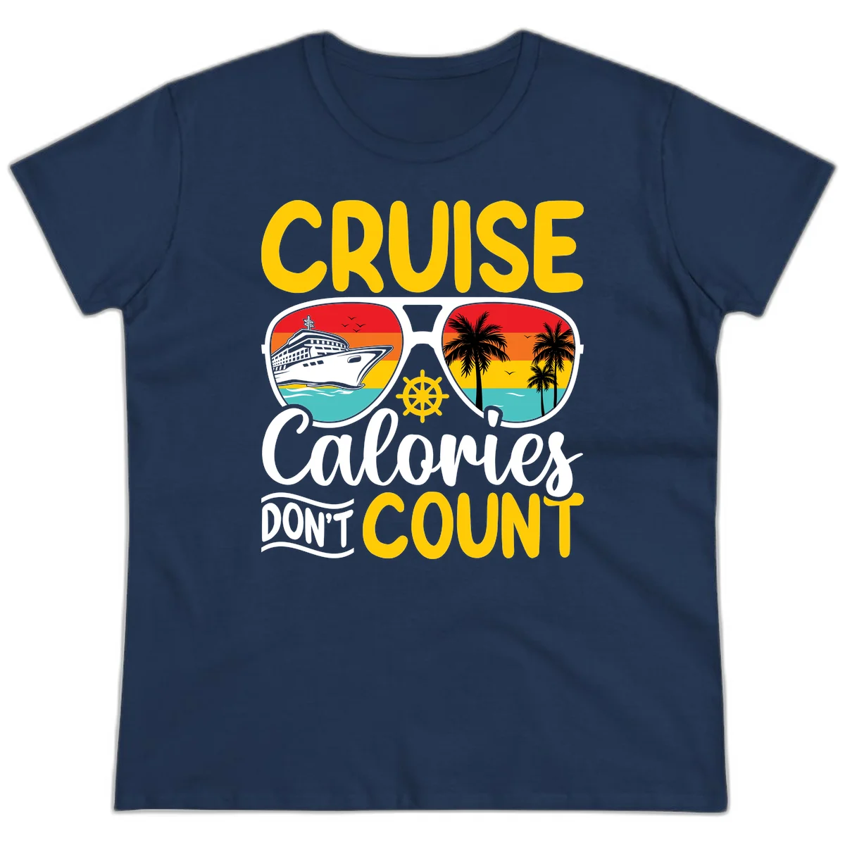 Cruise Calories Don't Count Ladies Tee in Navy