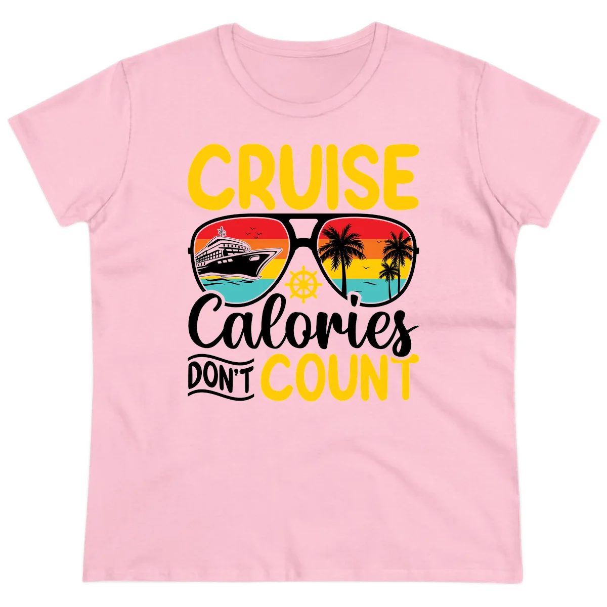 Cruise Calories Don't Count Ladies Tee in Light Pink