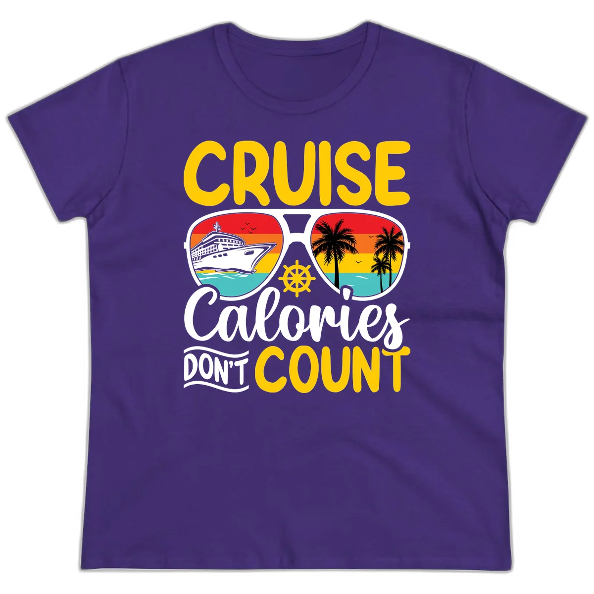 Cruise Calories Don't Count Ladies Tee in Purple