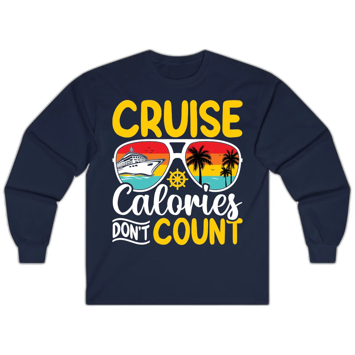 Cruise Calories Don't Count Long Sleeve in Navy