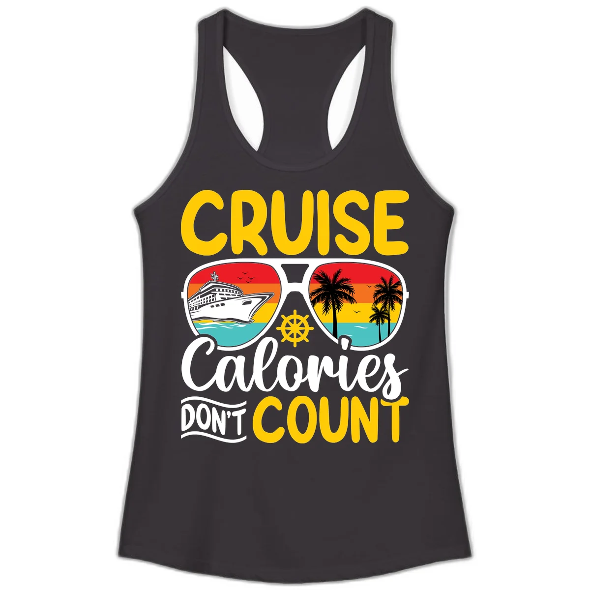 Cruise Calories Don't Count Ladies Tank in Black