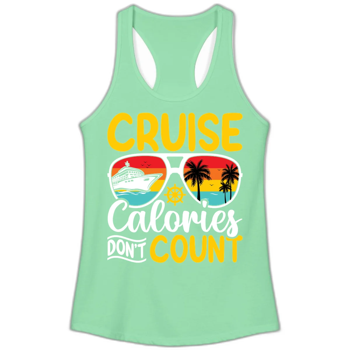 Cruise Calories Don't Count Ladies Tank in Solid Mint