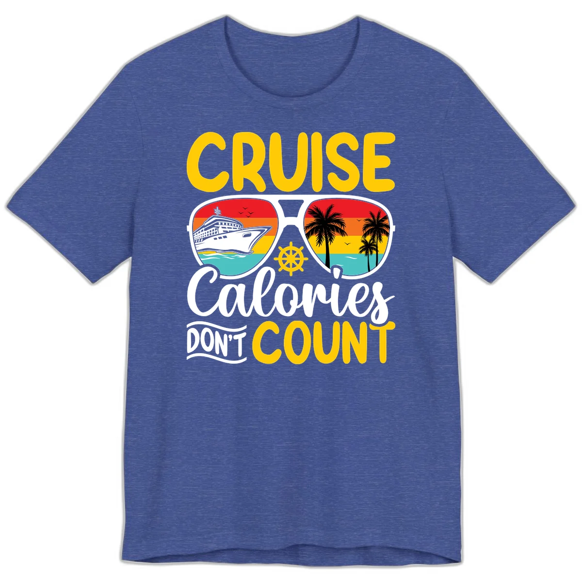 Cruise Calories Don't Count Premium T-Shirt in Heather True Royal