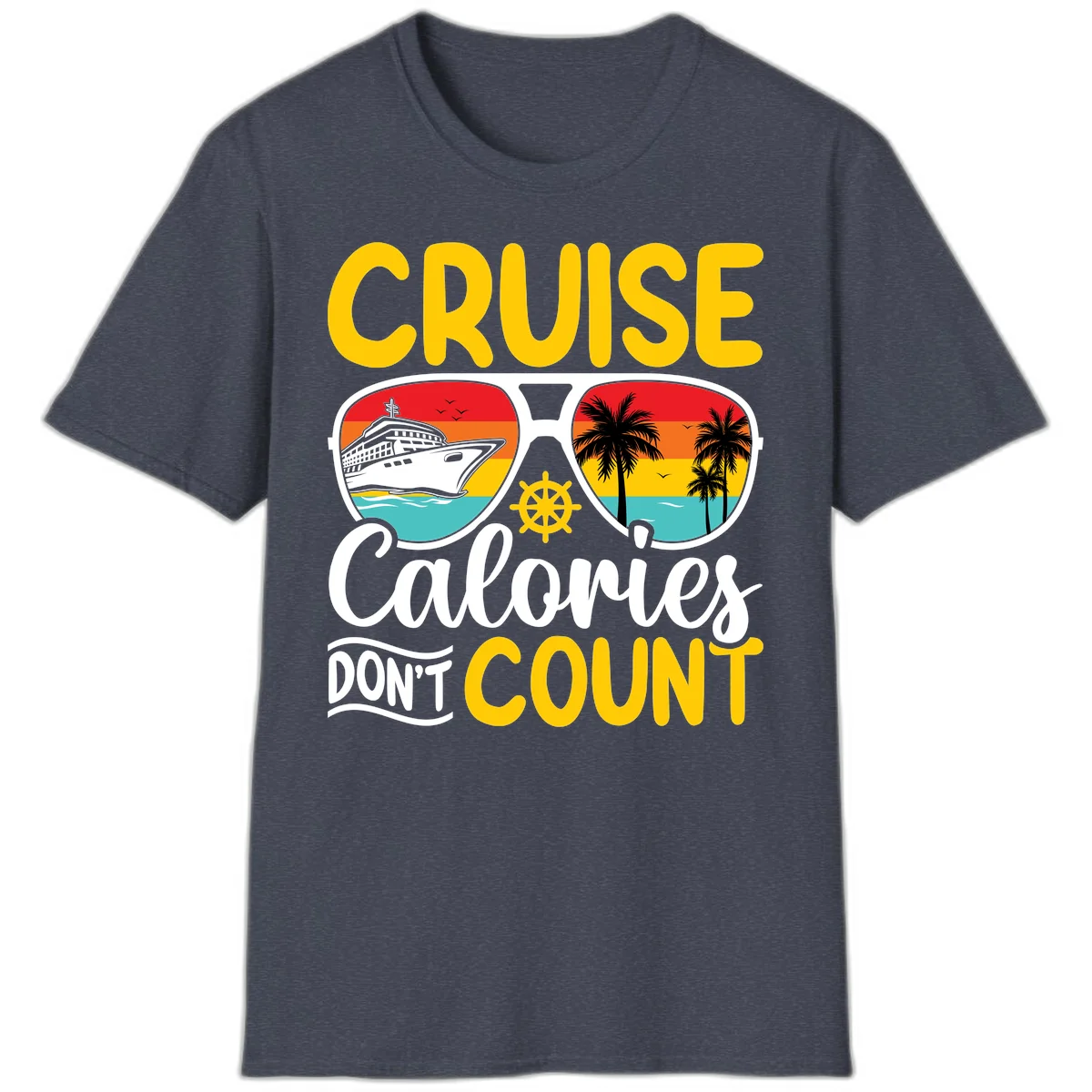 Cruise Calories Don't Count T-Shirt in Heather Navy