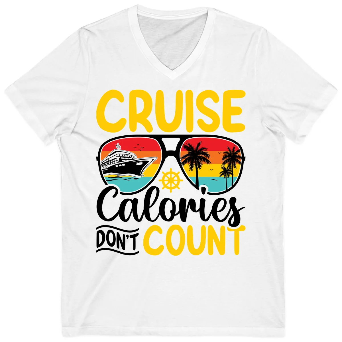 Cruise Calories Don't Count V-Neck in White