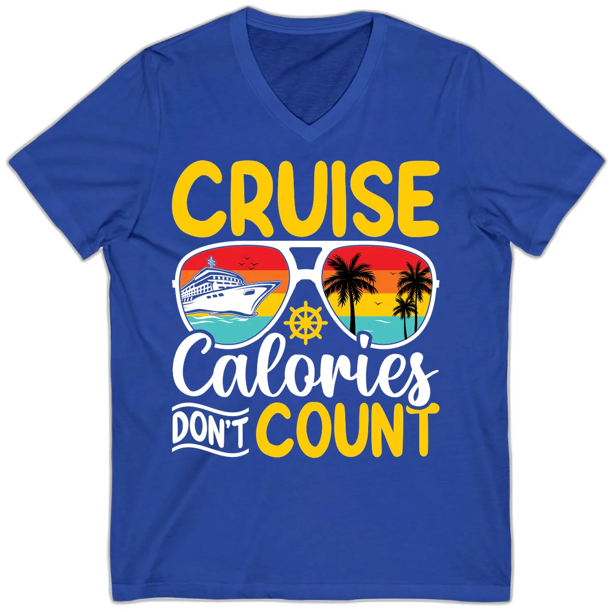 Cruise Calories Don't Count V-Neck in True Royal