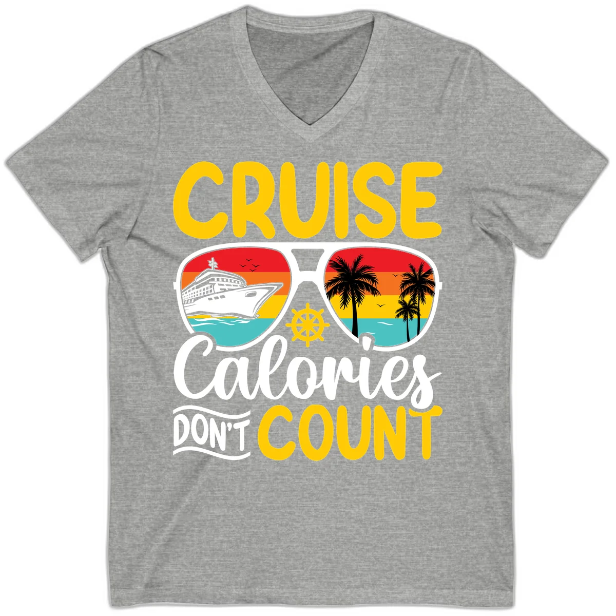 Cruise Calories Don't Count V-Neck in Athletic Heather
