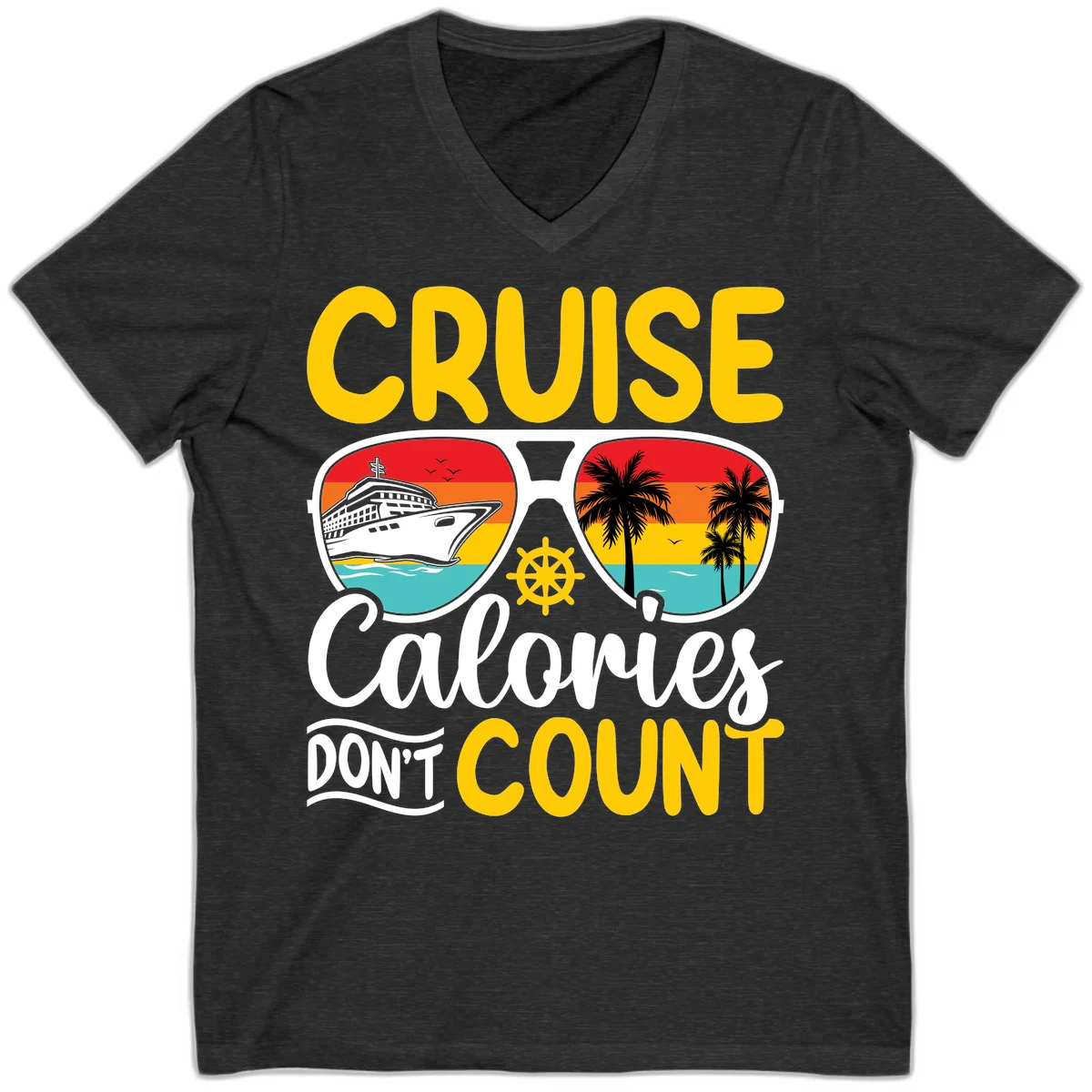 Cruise Calories Don't Count V-Neck in Dark Grey Heather