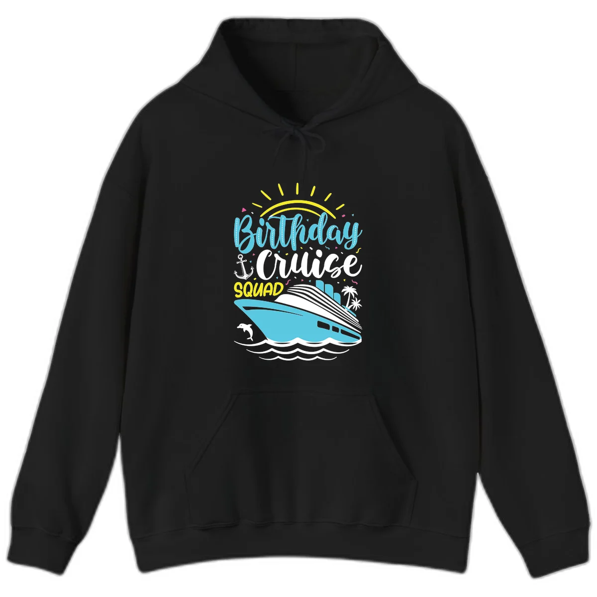 Birthday Cruise Squad Hoodie in Black