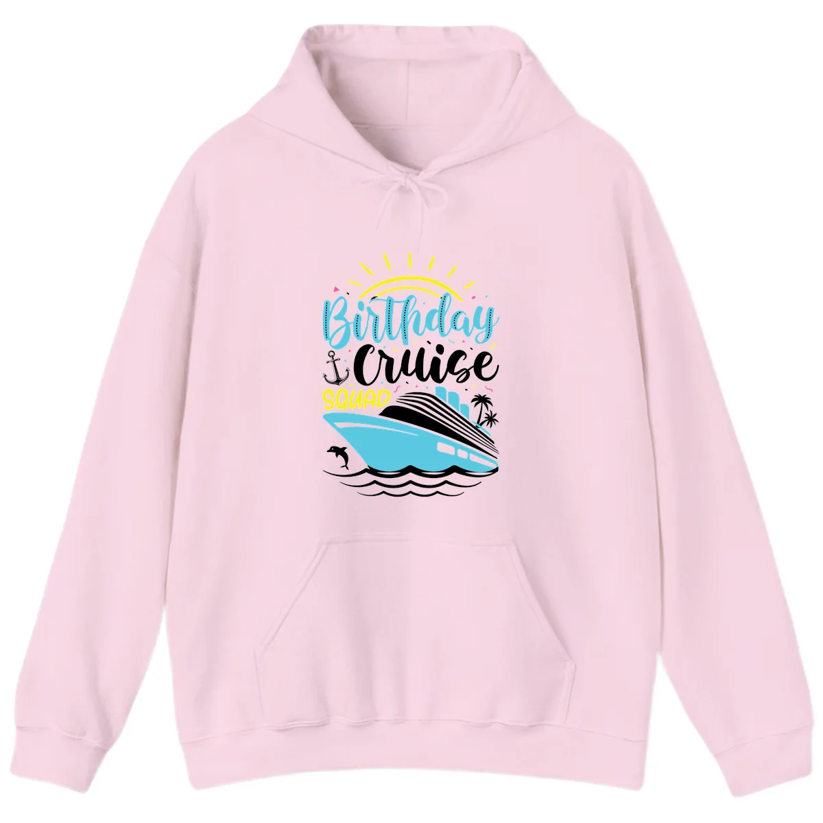 Birthday Cruise Squad Hoodie in Light Pink