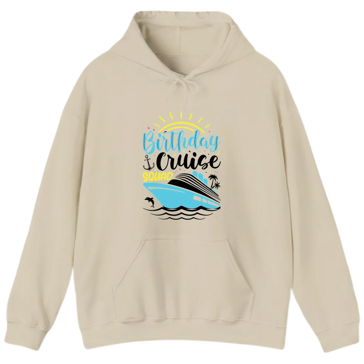 Birthday Cruise Squad Hoodie in Sand
