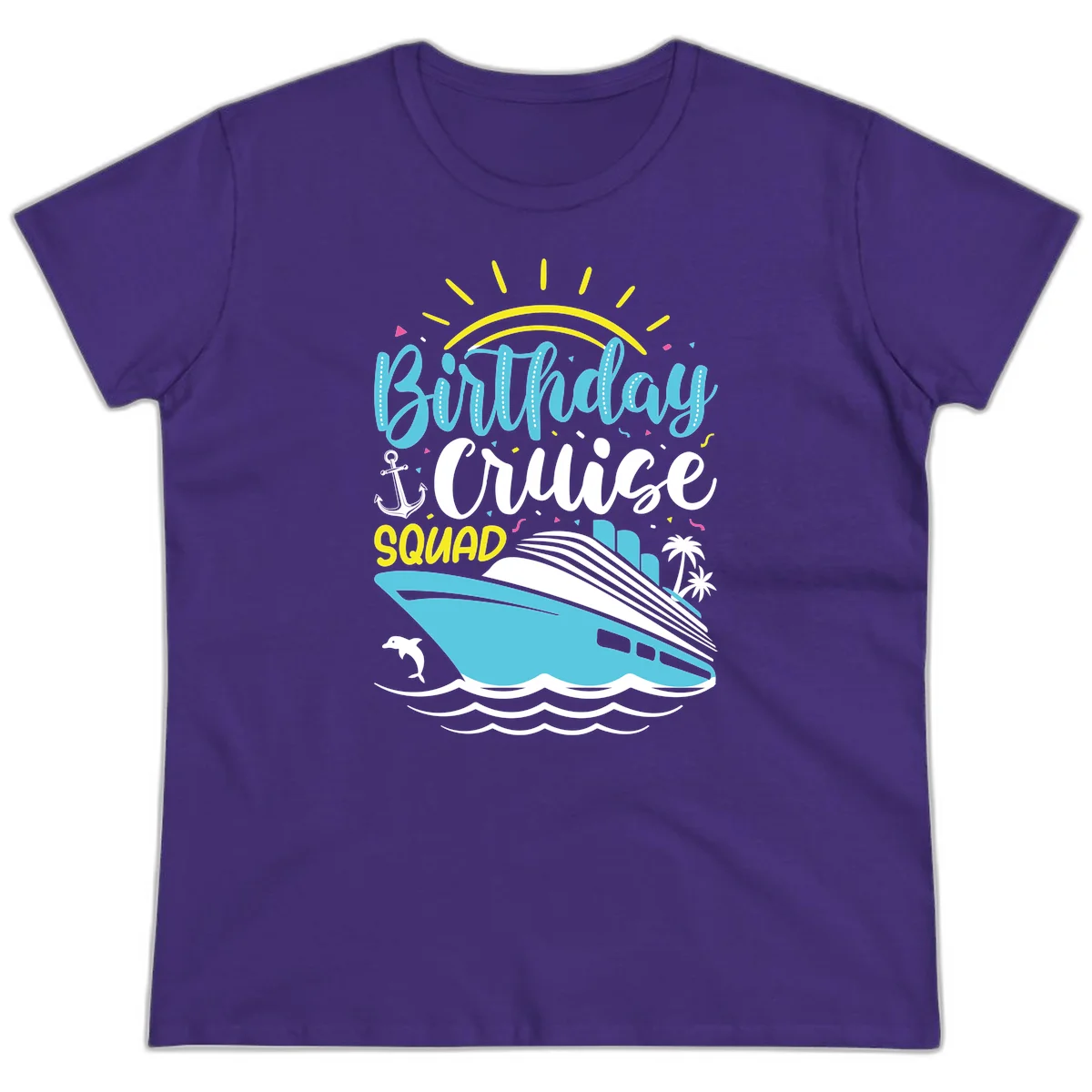Birthday Cruise Squad Ladies Tee in Purple