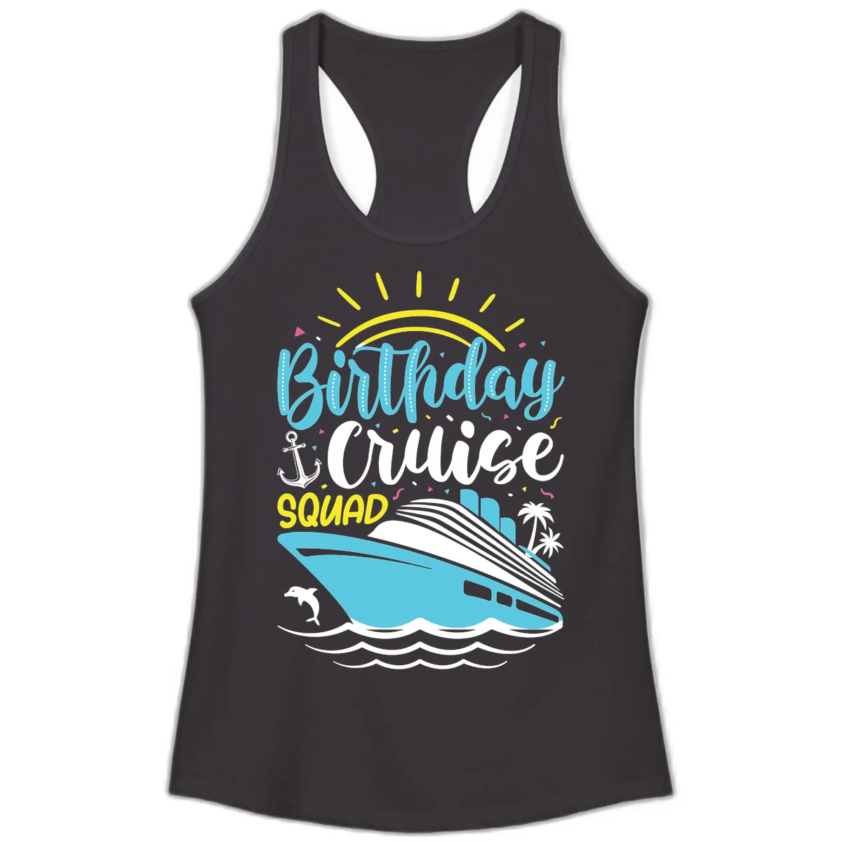 Birthday Cruise Squad Ladies Tank in Black