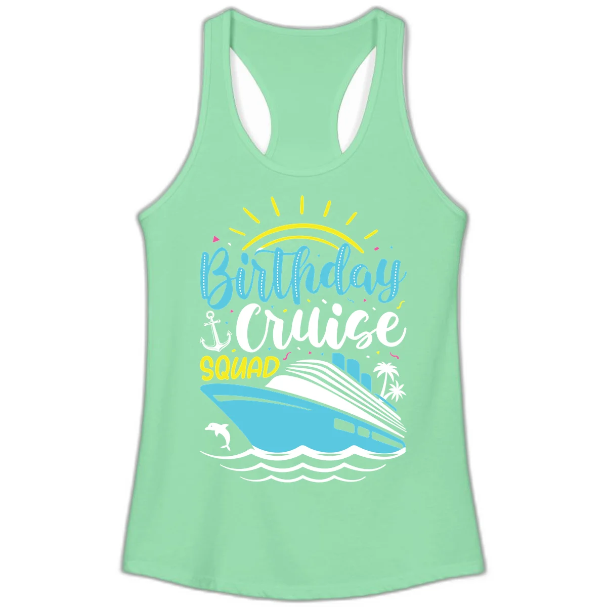Birthday Cruise Squad Ladies Tank in Solid Mint