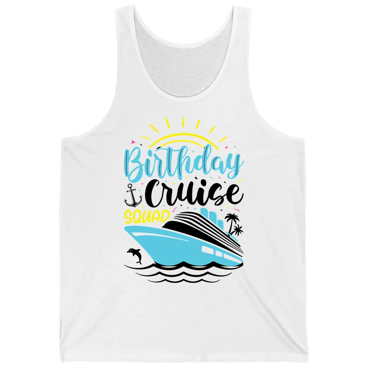 Birthday Cruise Squad Tank in White