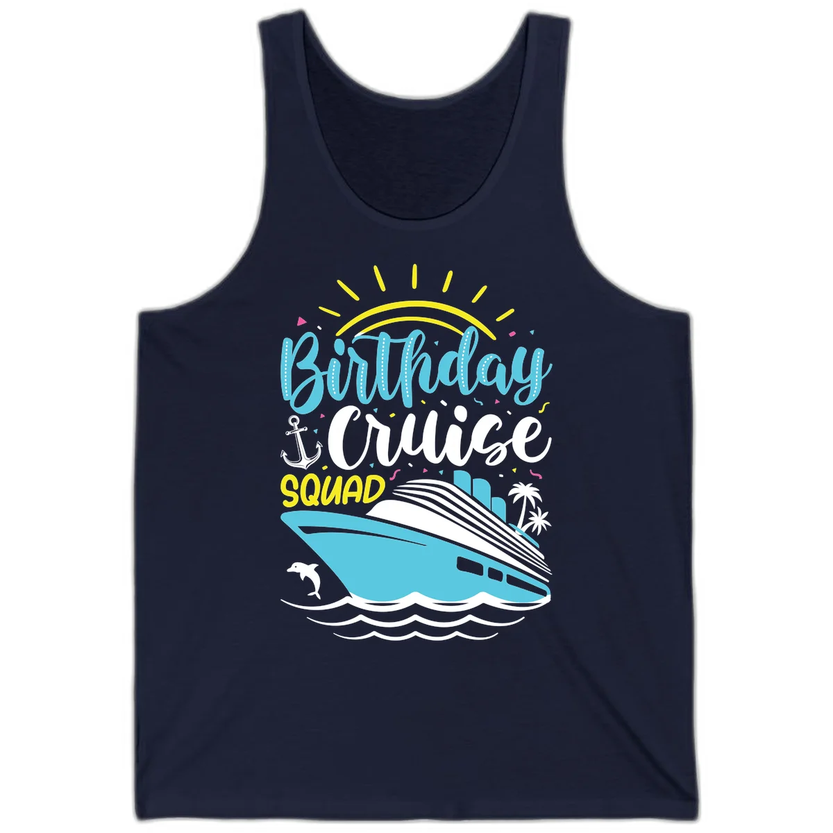 Birthday Cruise Squad Tank in Navy