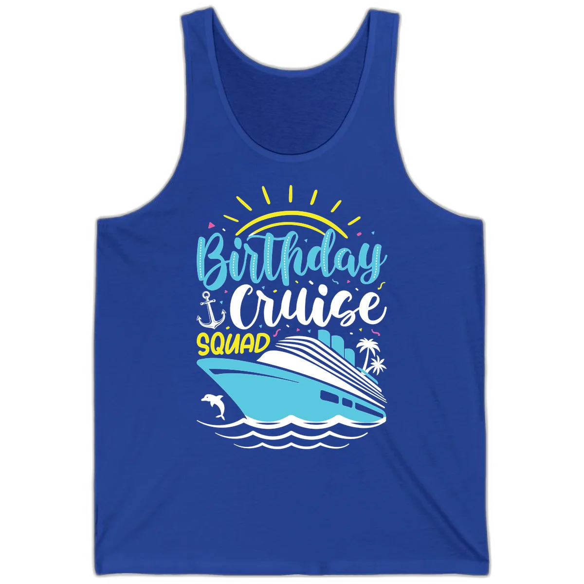 Birthday Cruise Squad Tank in True Royal