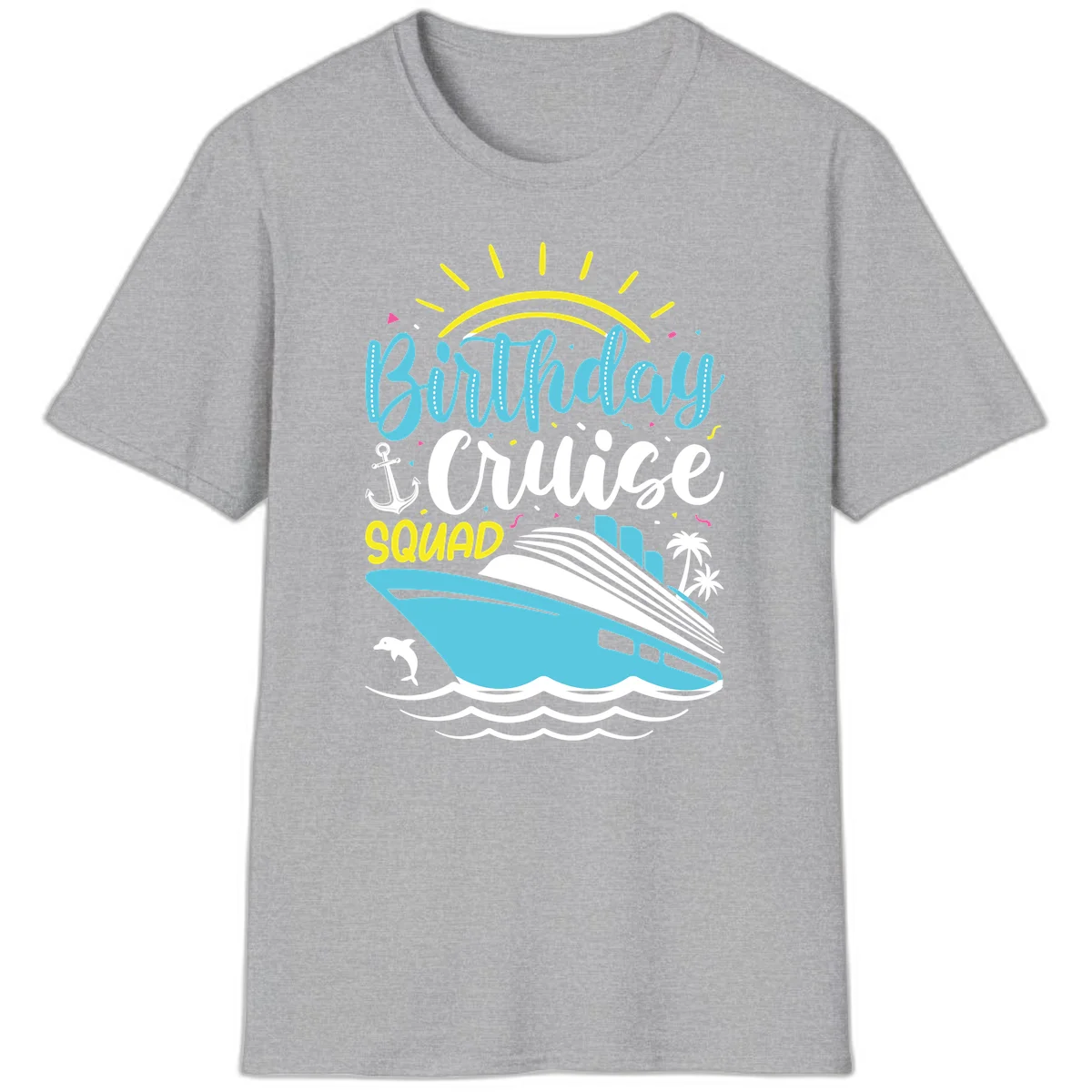 Birthday Cruise Squad T-Shirt in Sport Grey