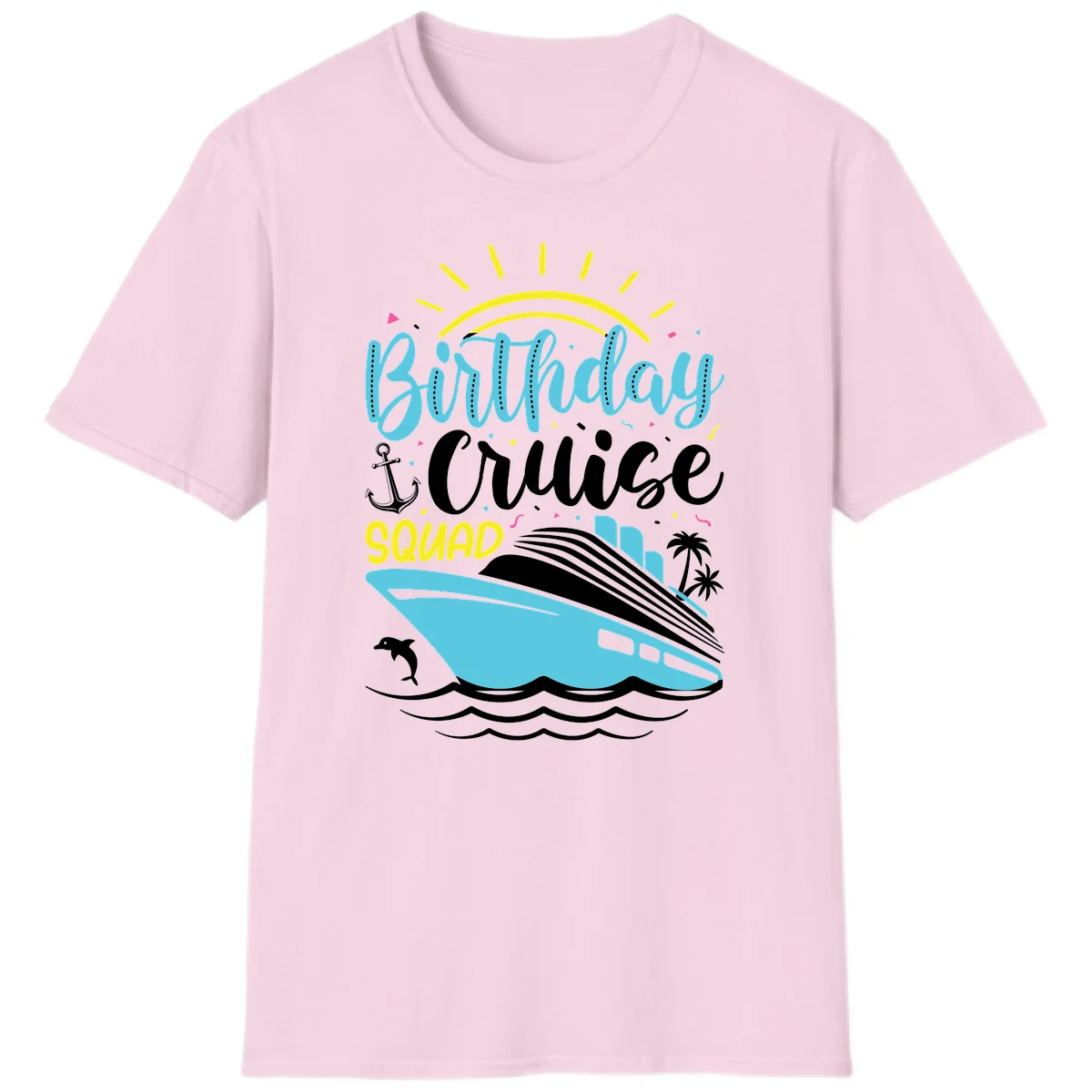 Birthday Cruise Squad T-Shirt in Light Pink