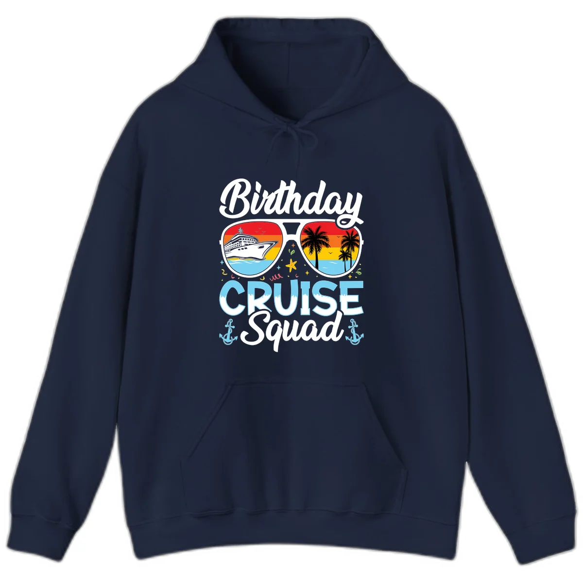 Birthday Cruise Squad Sunglasses Hoodie in Navy