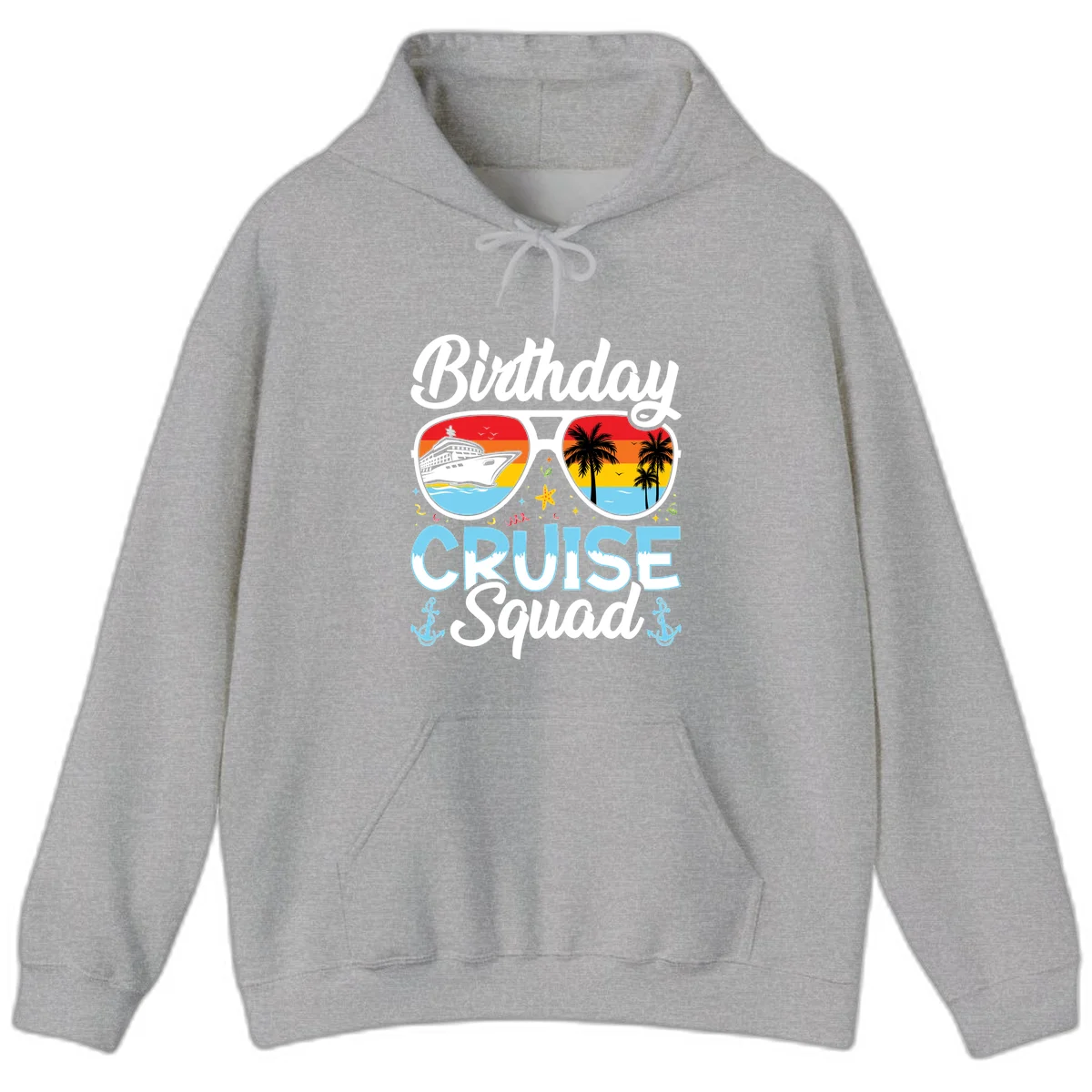 Birthday Cruise Squad Sunglasses Hoodie in Sport Grey