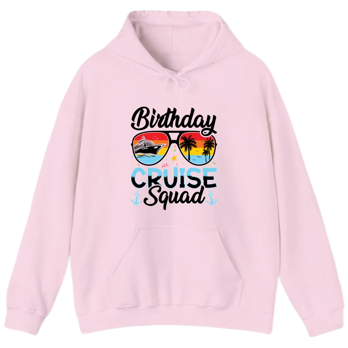 Birthday Cruise Squad Sunglasses Hoodie in Light Pink