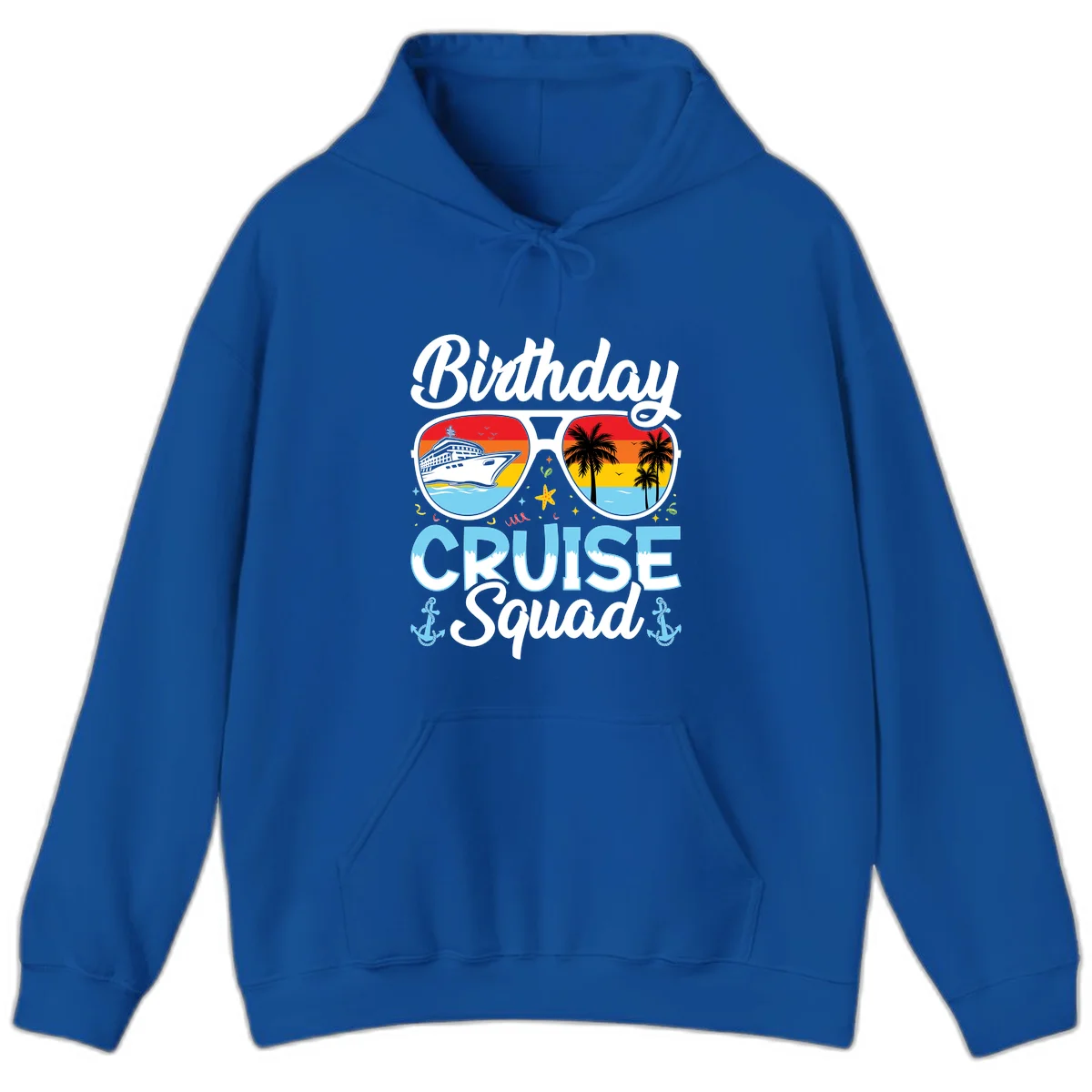 Birthday Cruise Squad Sunglasses Hoodie in Royal