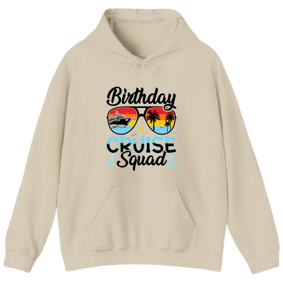 Birthday Cruise Squad Sunglasses Hoodie in Sand