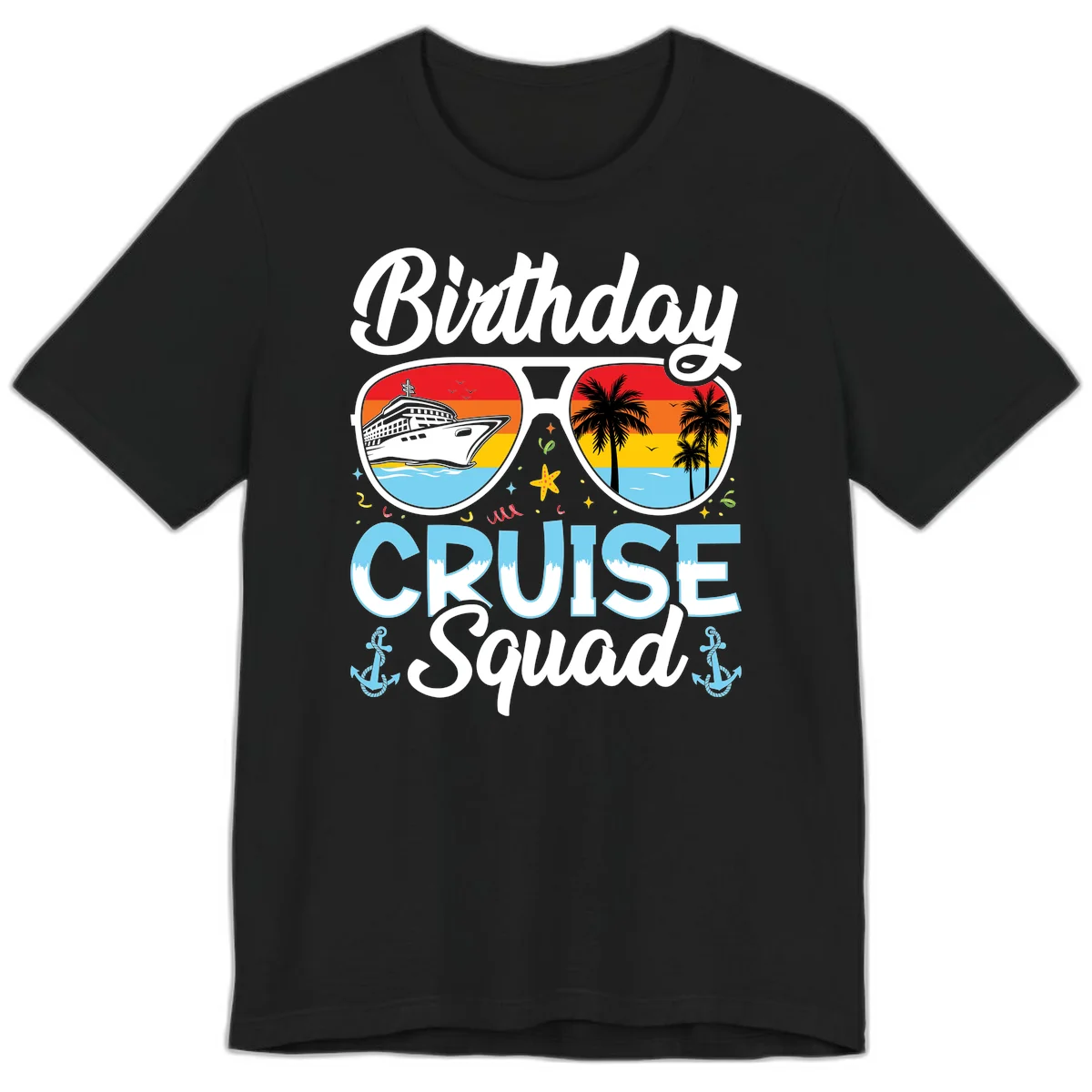 Birthday Cruise Squad Sunglasses Premium T-Shirt in Black