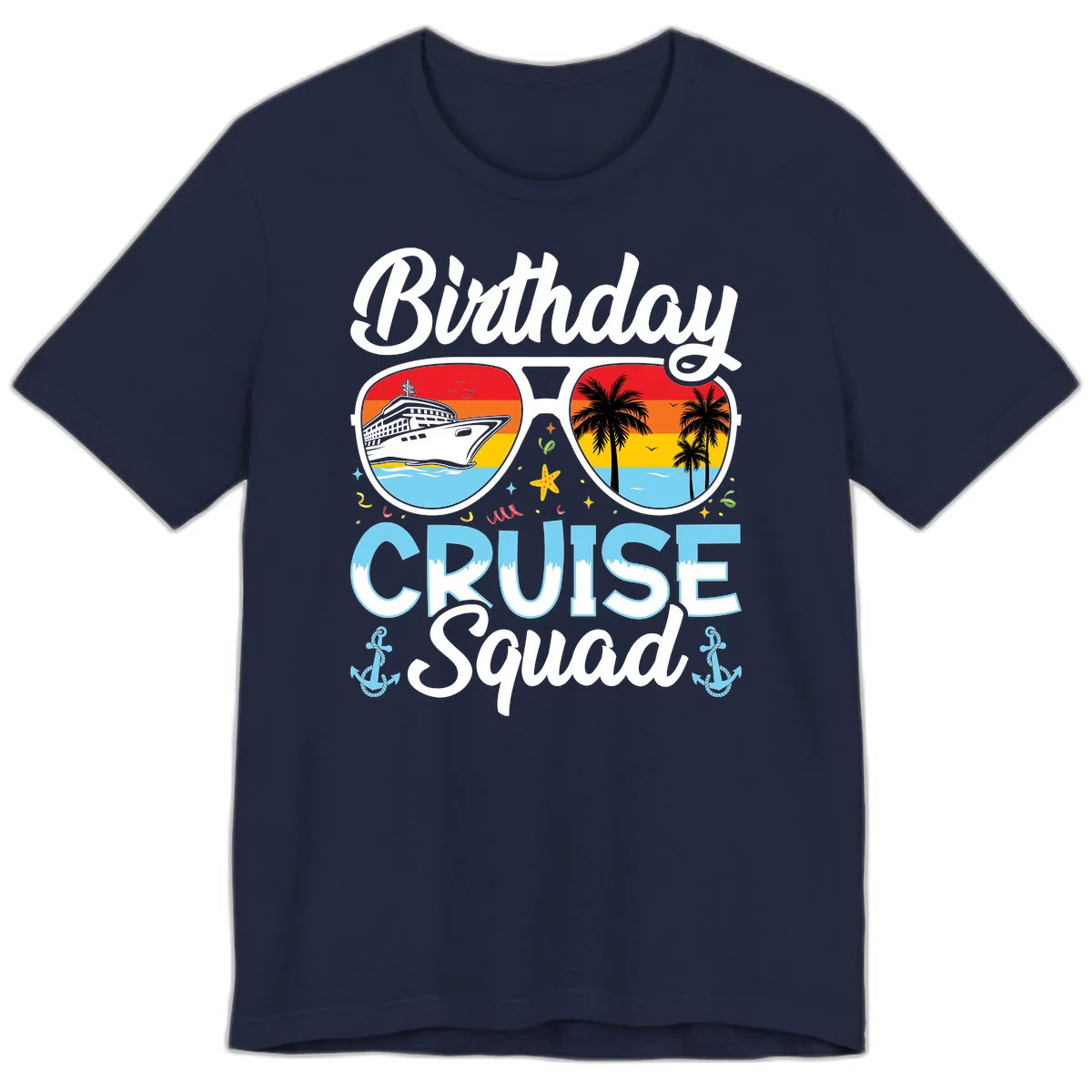 Birthday Cruise Squad Sunglasses Premium T-Shirt in Navy