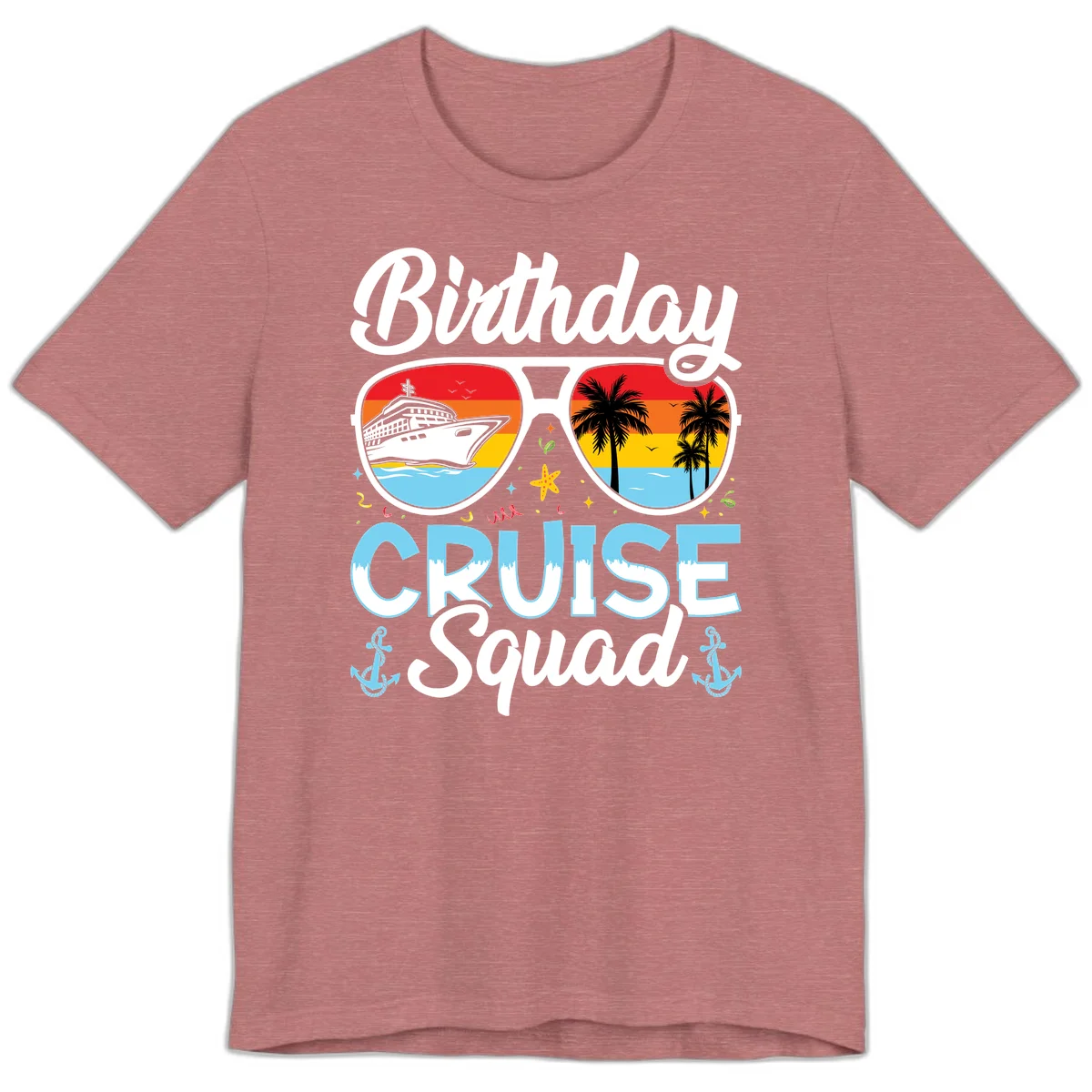 Birthday Cruise Squad Sunglasses Premium T-Shirt in Heather Mauve