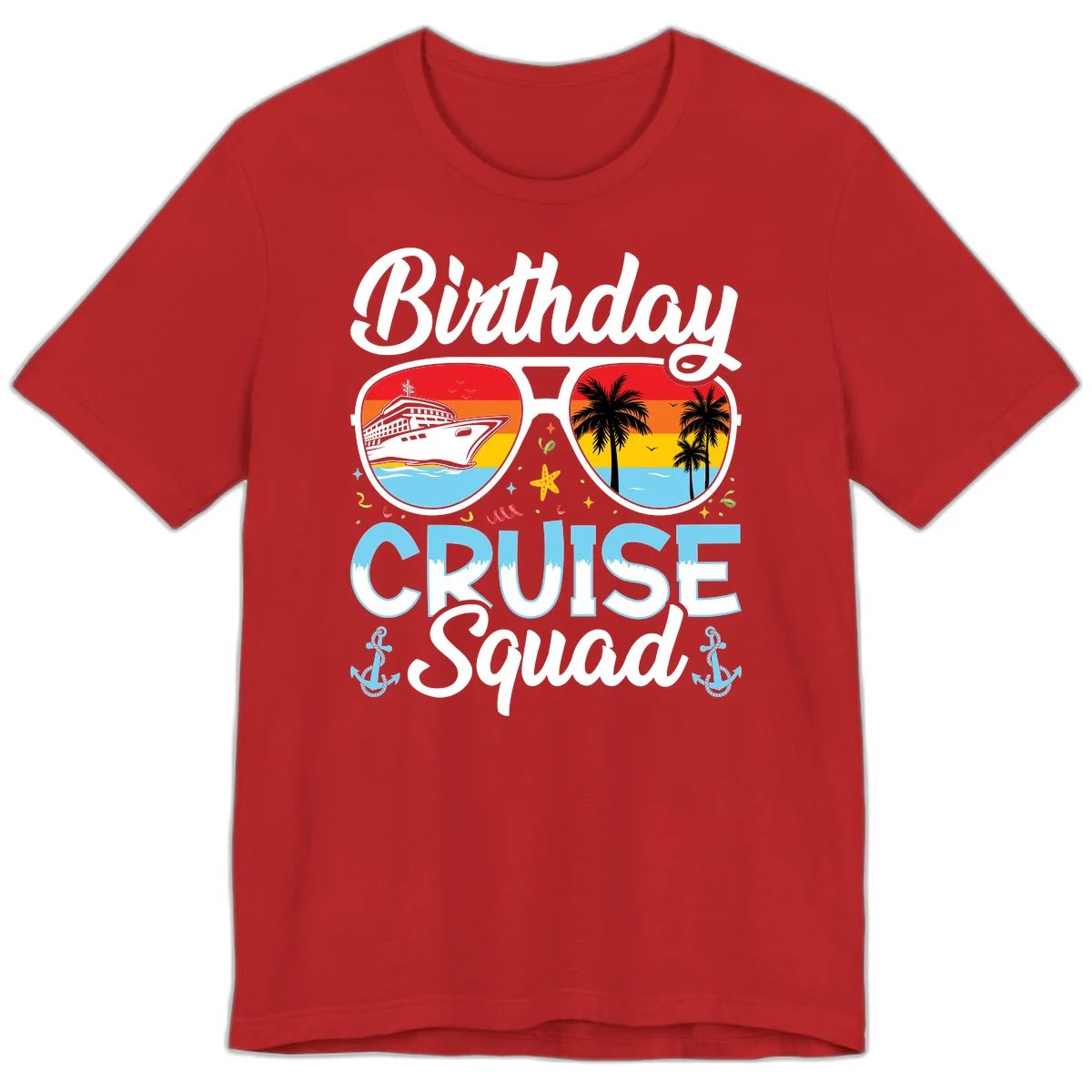 Birthday Cruise Squad Sunglasses Premium T-Shirt in Red