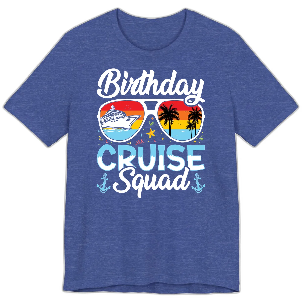 Birthday Cruise Squad Sunglasses Premium T-Shirt in Heather True Royal