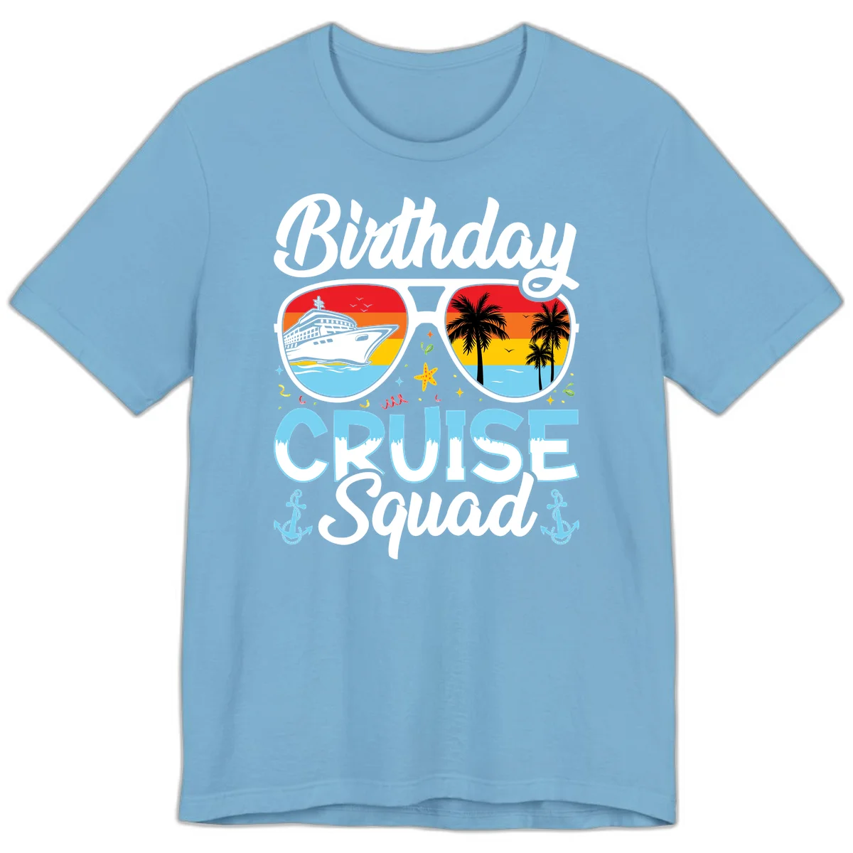 Birthday Cruise Squad Sunglasses Premium T-Shirt in Ocean Blue