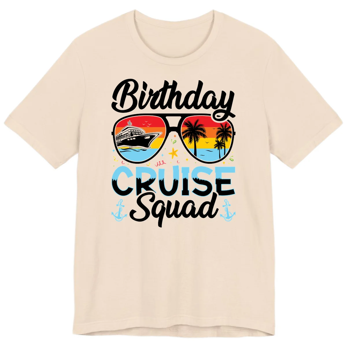 Birthday Cruise Squad Sunglasses Premium T-Shirt in Soft Cream