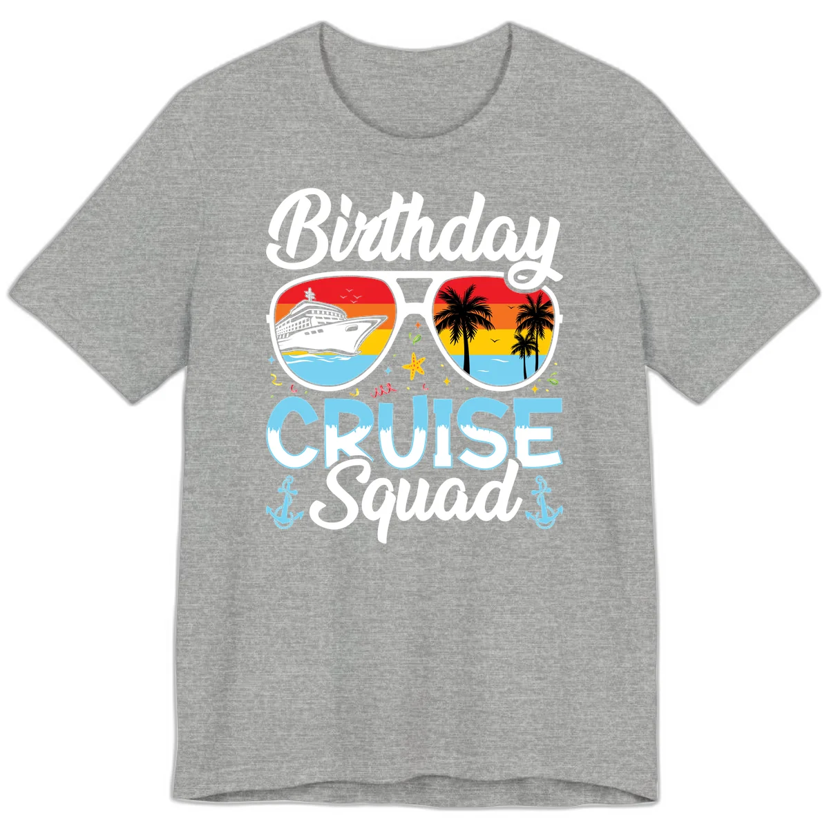 Birthday Cruise Squad Sunglasses Premium T-Shirt in Athletic Heather