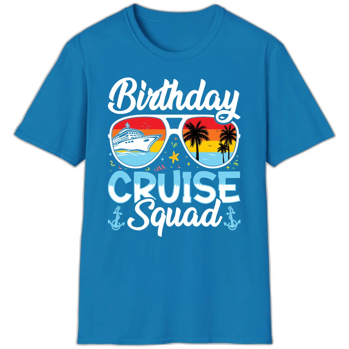 Birthday Cruise Squad Sunglasses T-Shirt in Sapphire
