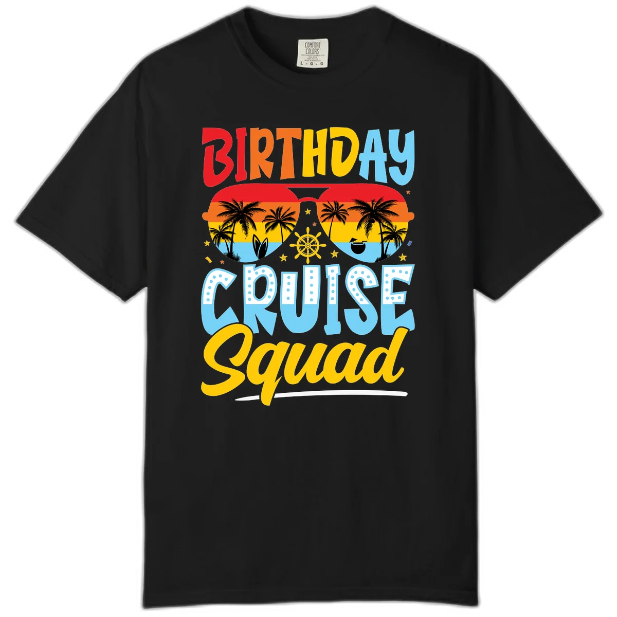 Birthday Cruise Squad Comfort Color Tee in Black