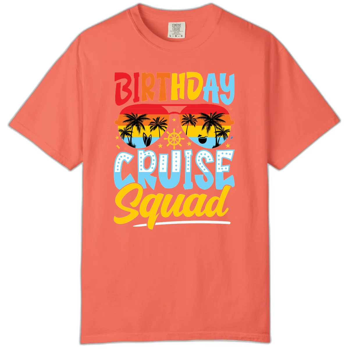 Birthday Cruise Squad Comfort Color Tee in Bright Salmon