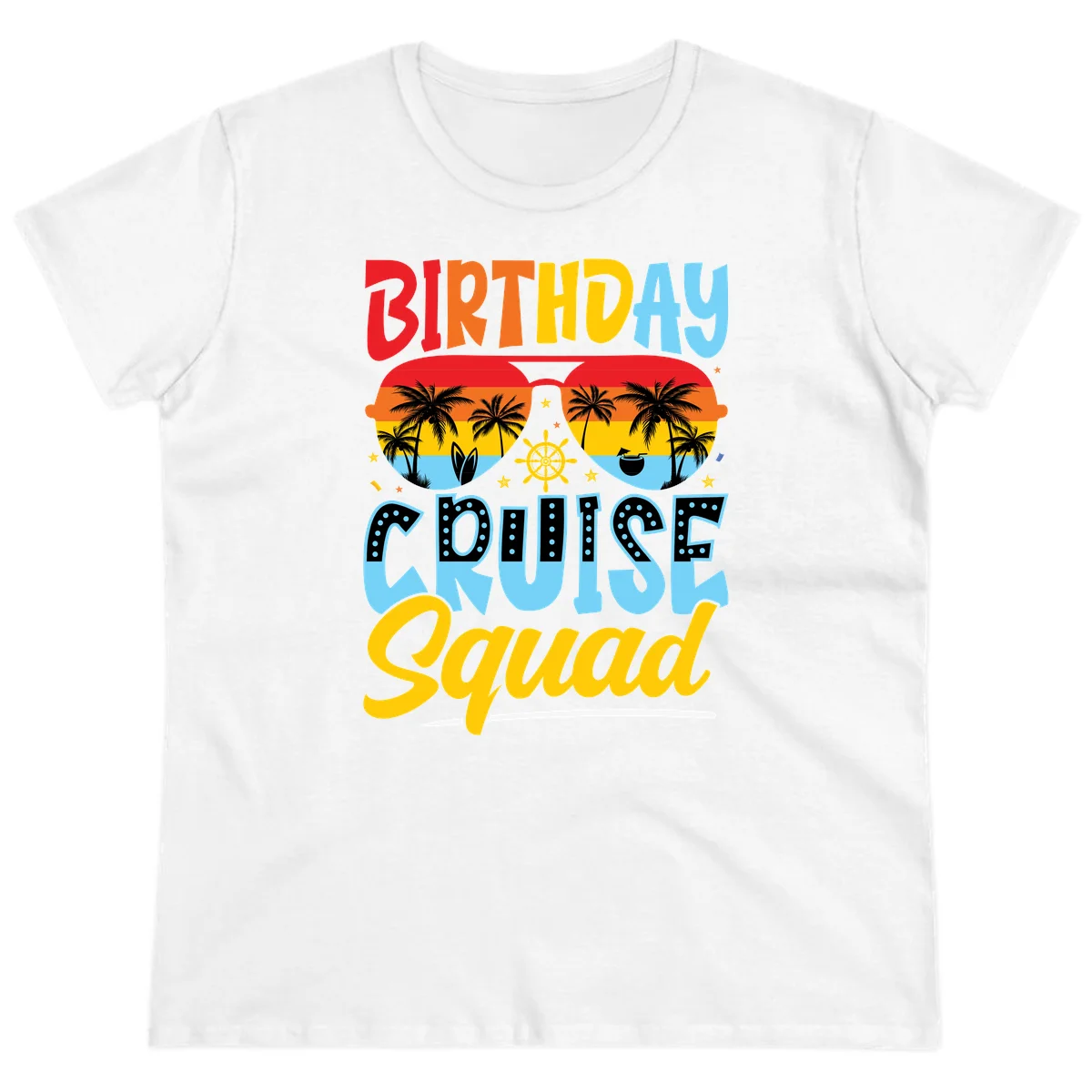 Birthday Cruise Squad Ladies Tee in White