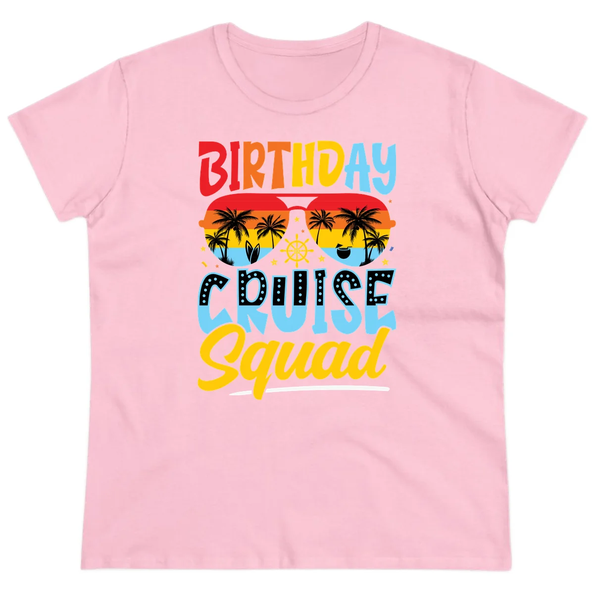 Birthday Cruise Squad Ladies Tee in Light Pink