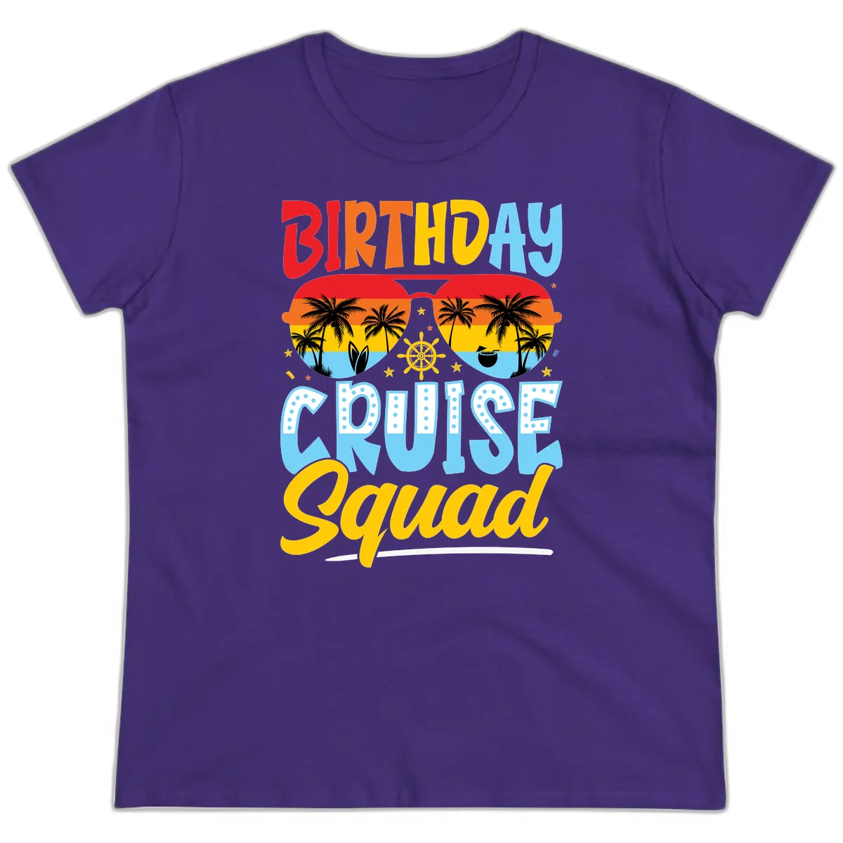 Birthday Cruise Squad Ladies Tee in Purple