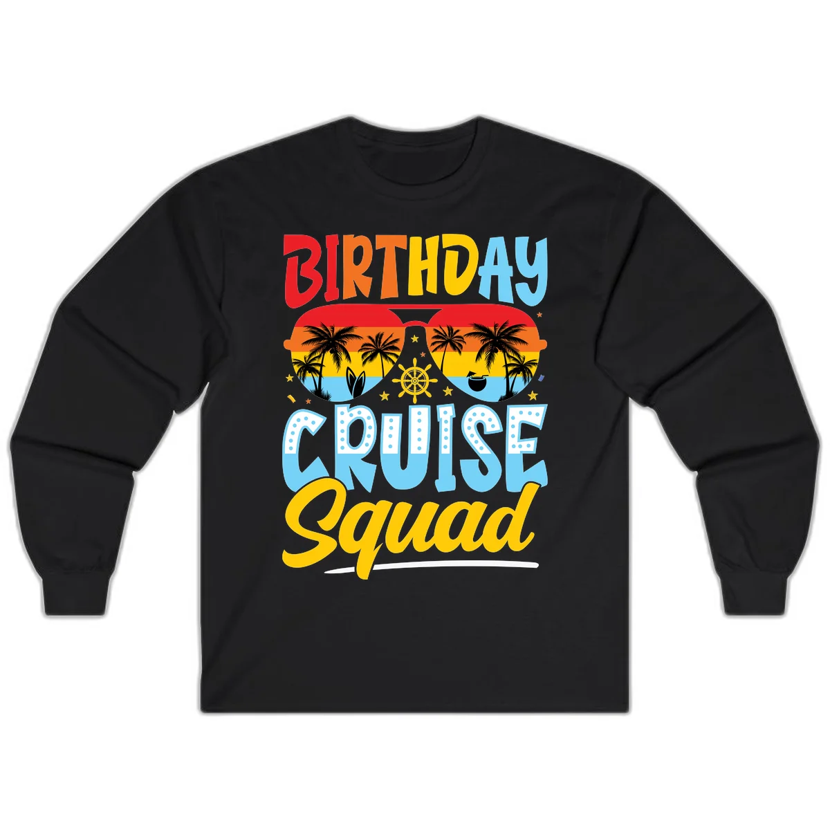 Birthday Cruise Squad Long Sleeve in Black