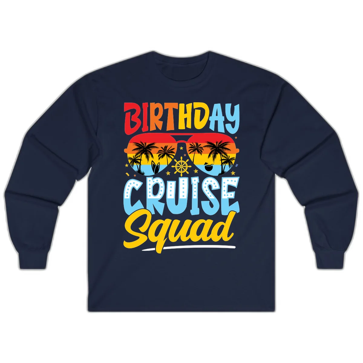 Birthday Cruise Squad Long Sleeve in Navy