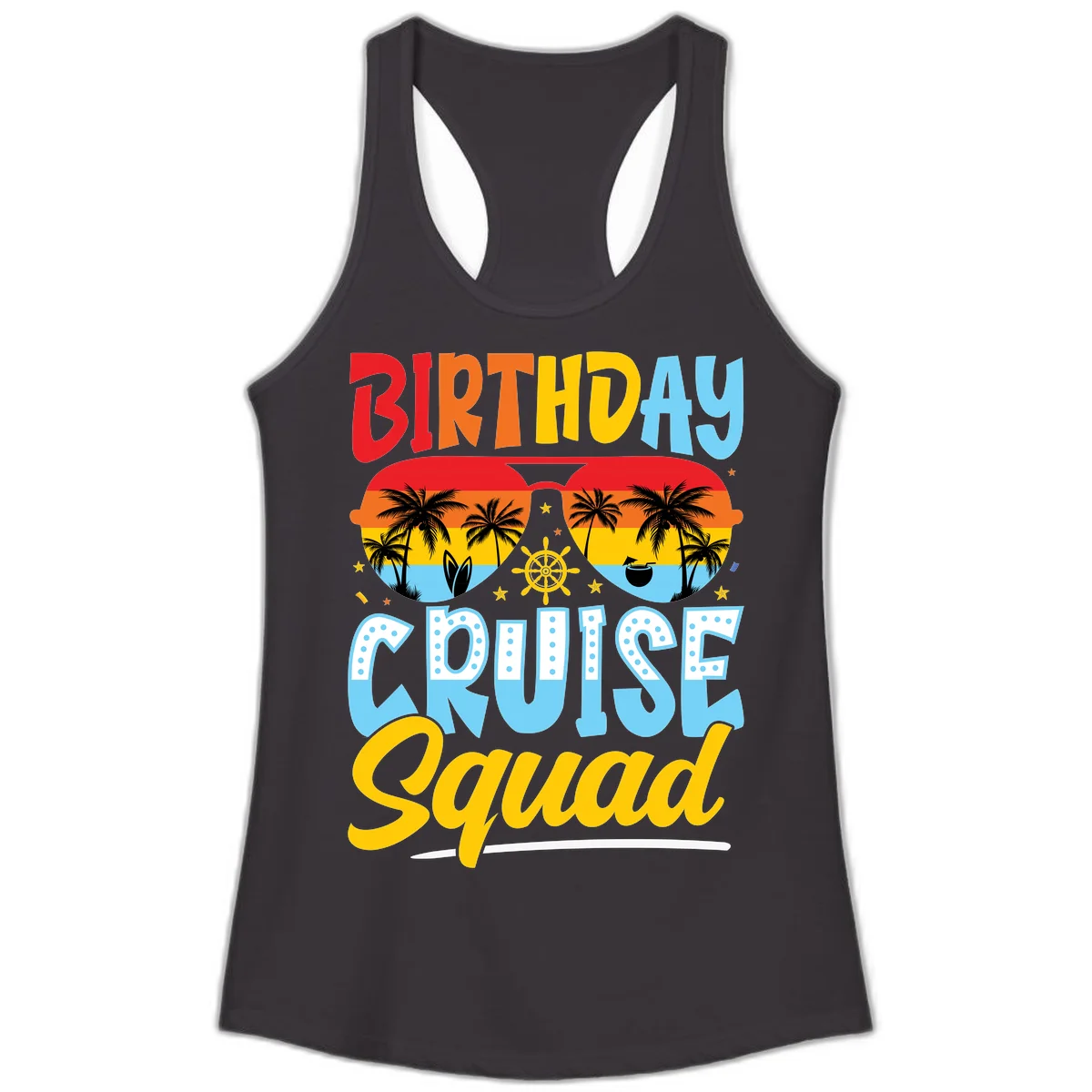 Birthday Cruise Squad Ladies Tank in Black